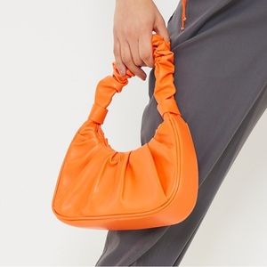 Orange Ruched Shoulder Bag